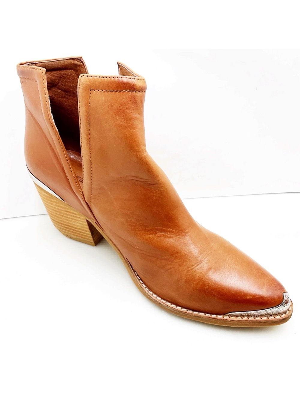 {Jeffrey Campbell} Cognac Cromwell Leather Boots - Picture 14 of 15